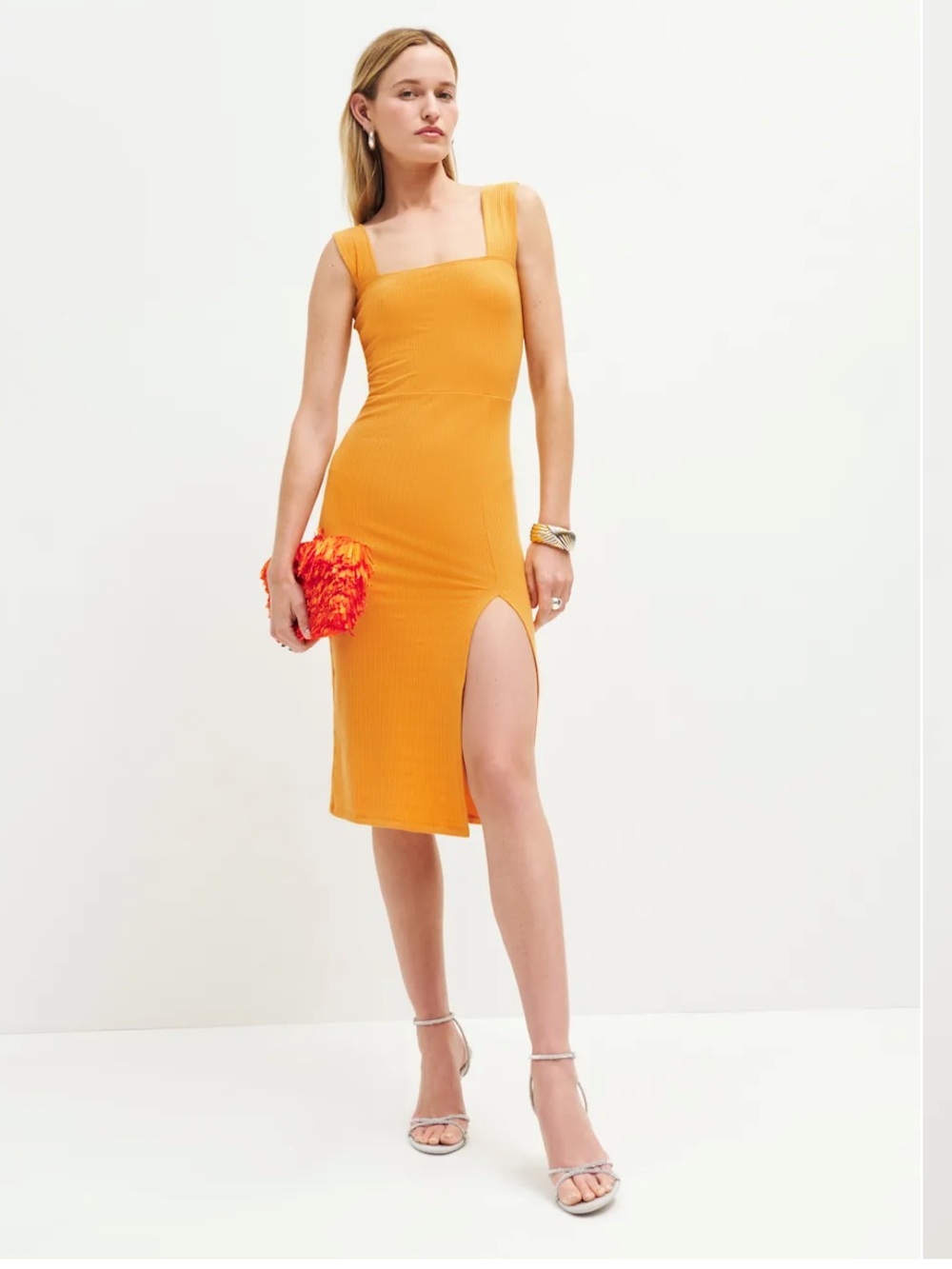 Reformation Cassi Knit Dress Cantaloupe - Size S